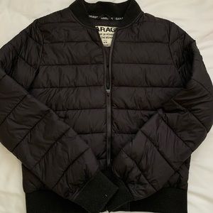 garage black puffy bomber jacket